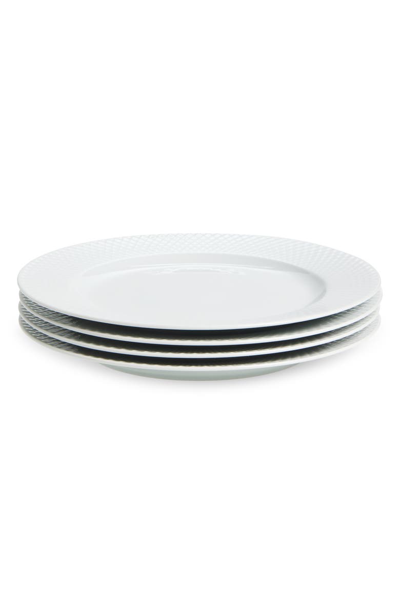 Lyngby Porcelaen Rhombe Set of 4 Dinner Plates, Main, color, White