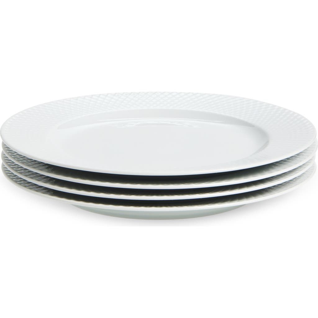 Lyngby Porcelaen Rhombe Set Of 4 Dinner Plates In White
