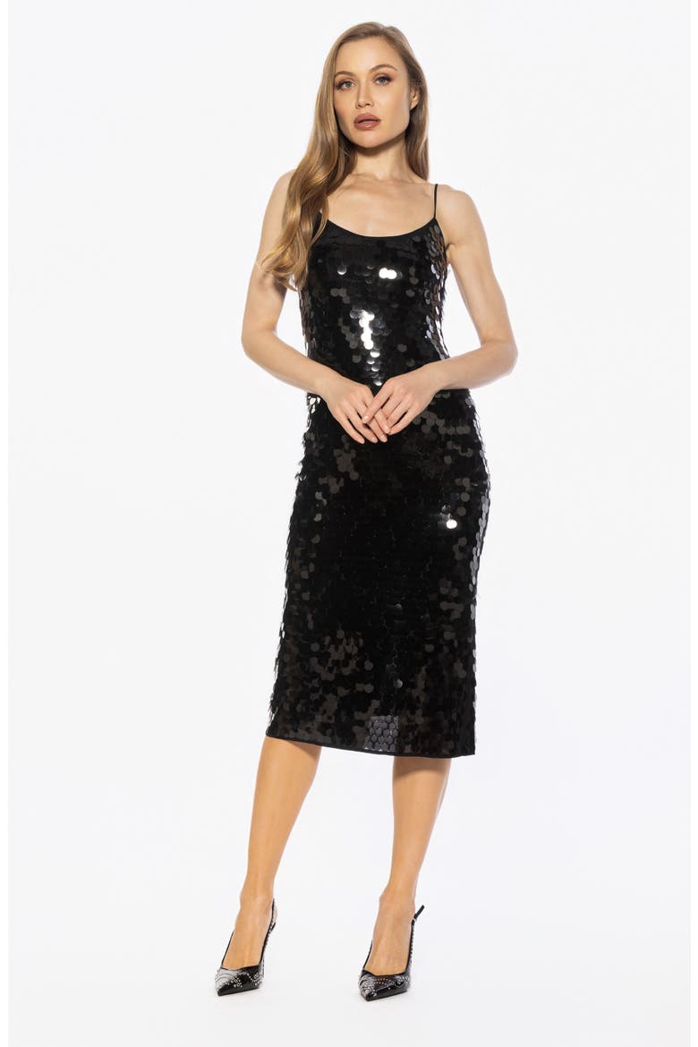Reese Sequin Sleeveless Dress, Alternate, color, BLACK