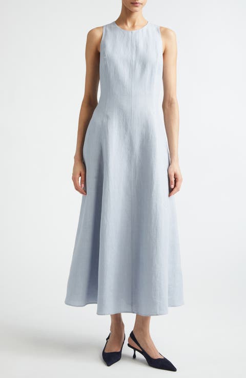 Sleeveless Linen Midi Dress