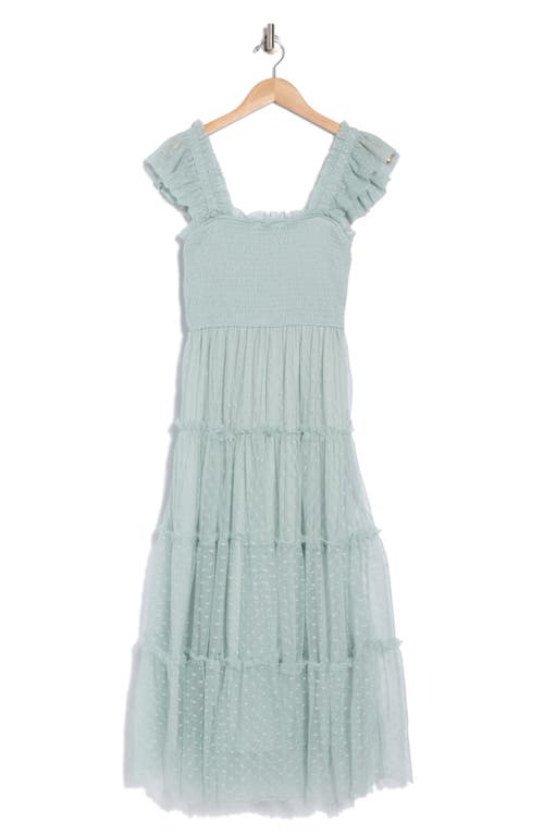 BLU PEPPER BLU PEPPER MESH SMOCKED TIERED MIDI DRESS 
