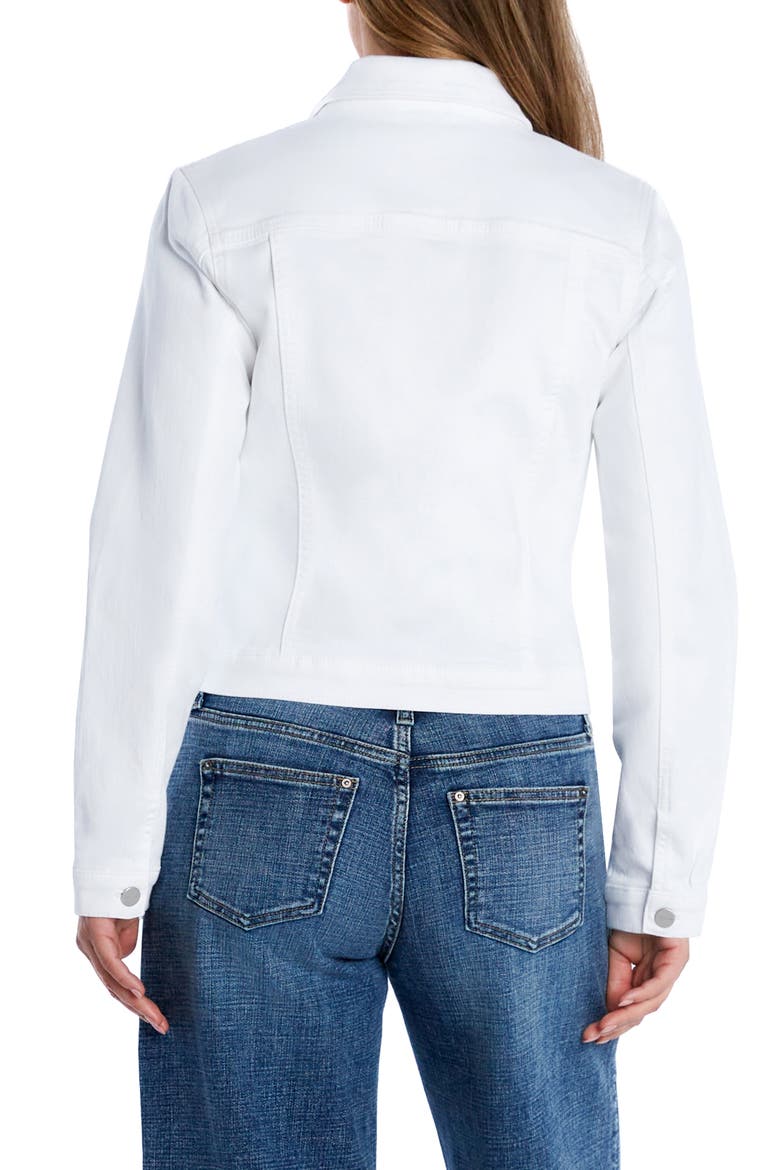 Sleek Stretch Denim Trucker Jacket, Alternate, color, WHITE