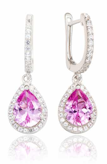 SUZY LEVIAN Sterling Silver Pear Shape Sapphire & Lab Grown White Sapphire Drop Earrings