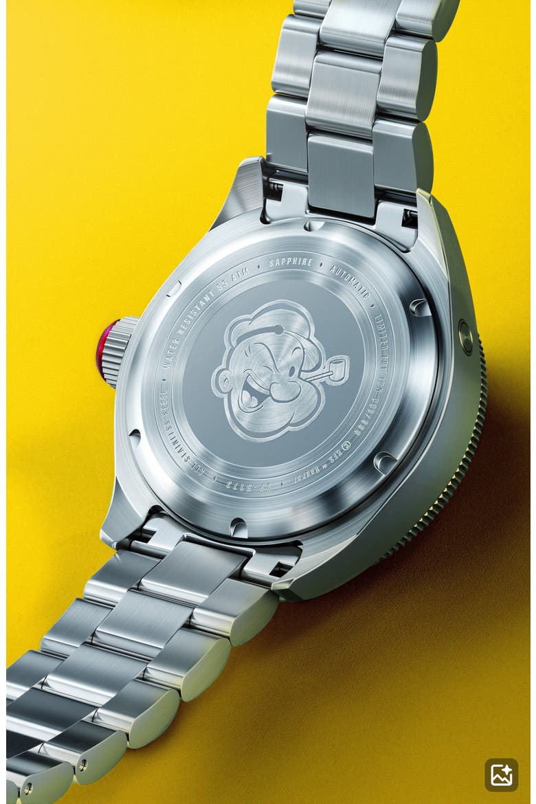 x Popeye Forearm Fury Piccard Automatic Bracelet Watch, 45mm, Alternate, color, RED