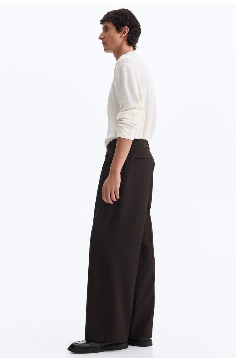 H&M Loose Fit Tailored Trousers, Alternate, color, Dark Brown
