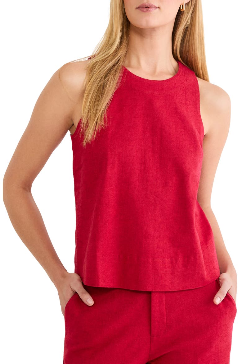 Linen Blend Tank, Main, color, RED