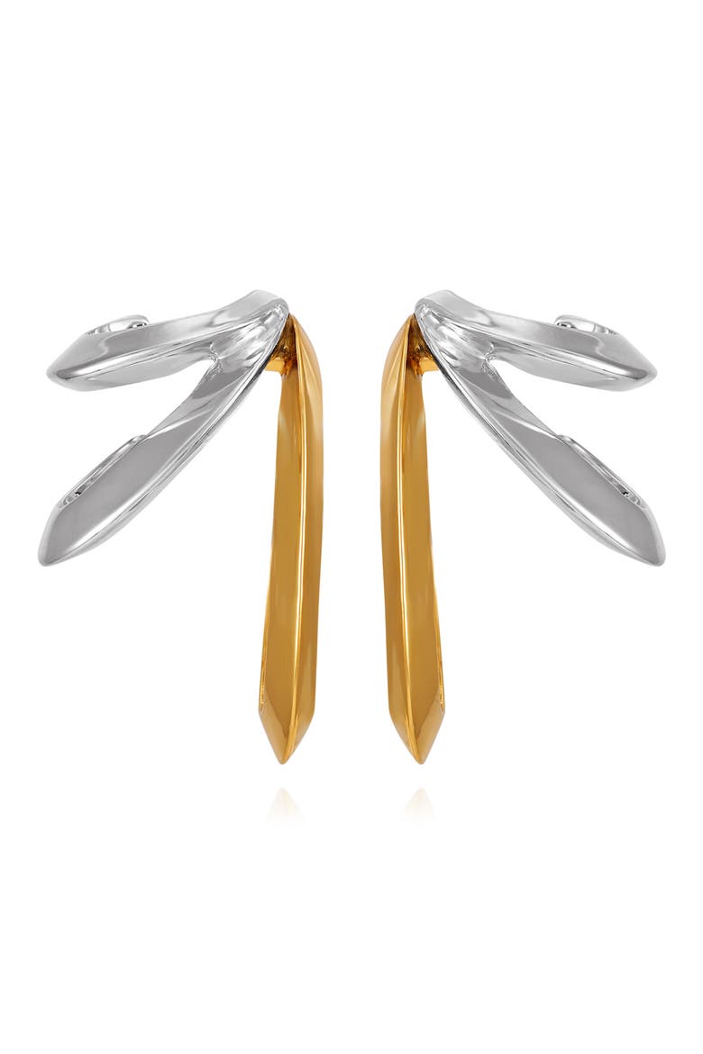 Two-Tone Hoop Earrings, Main, color, GOLD TONE