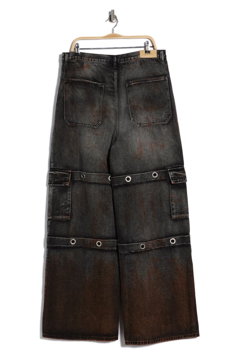 Void Grommet Embellished Baggy Jeans, Alternate, color, WASHED BLACK