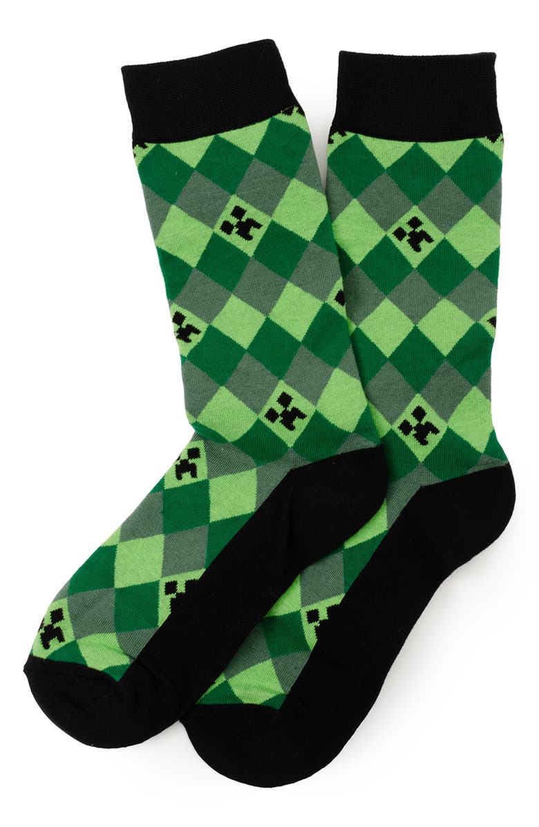 Cufflinks, Inc. x Minecraft Assorted 3-Pack Creeper Crew Socks, Alternate, color, Green