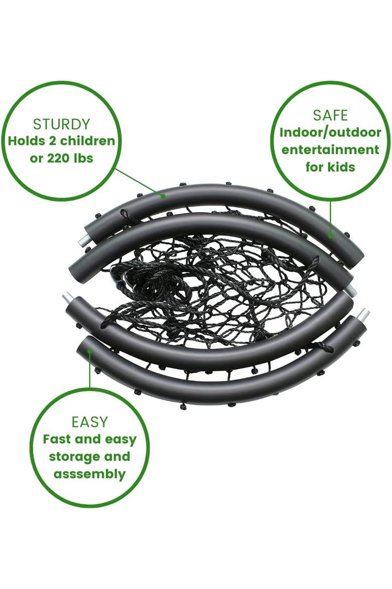 Tree Net Swing w/ Hanging Rope and Rings, Alternate, color, Black
