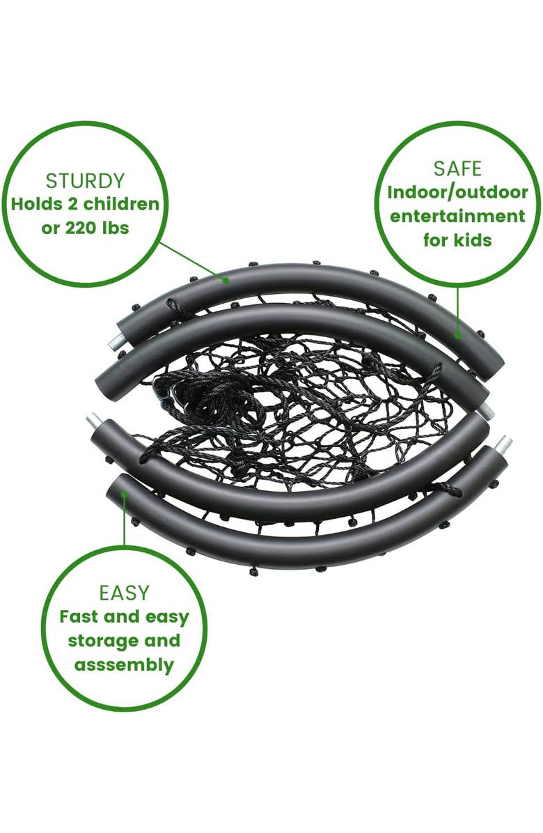 SVAN Tree Net Swing w/ Hanging Rope and Rings, Alternate, color, Black
