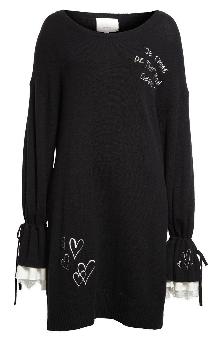 Cinq à Sept Tasha Ruffle Cuff Long Sleeve Sweater Dress, Alternate, color,