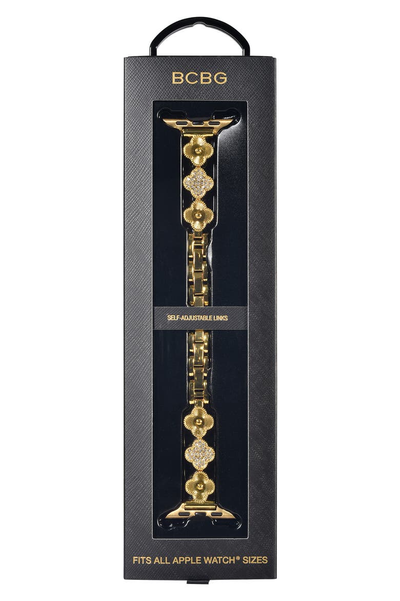 Universal Fit Tri Clover Link Bracelet Apple Watch® Watchband, Alternate, color, GOLD