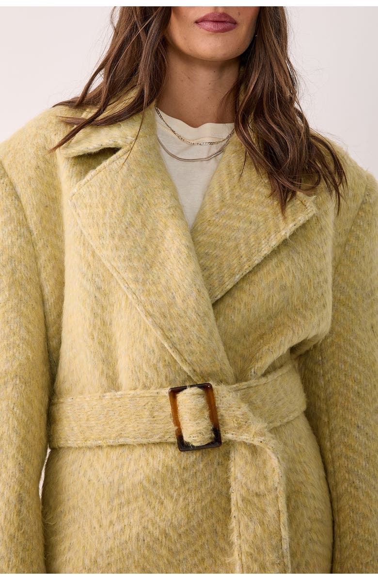 NASTY GAL Double Breasted Brushed Herringbone Coat, Alternate, color, Butter