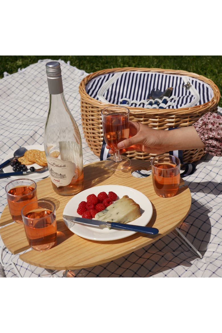 Central Park Willow Picnic Basket Set for Four, Alternate, color, Brown