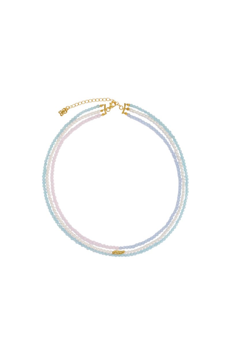 Waterproof Layered Beaded Necklace, Main, color, Gold