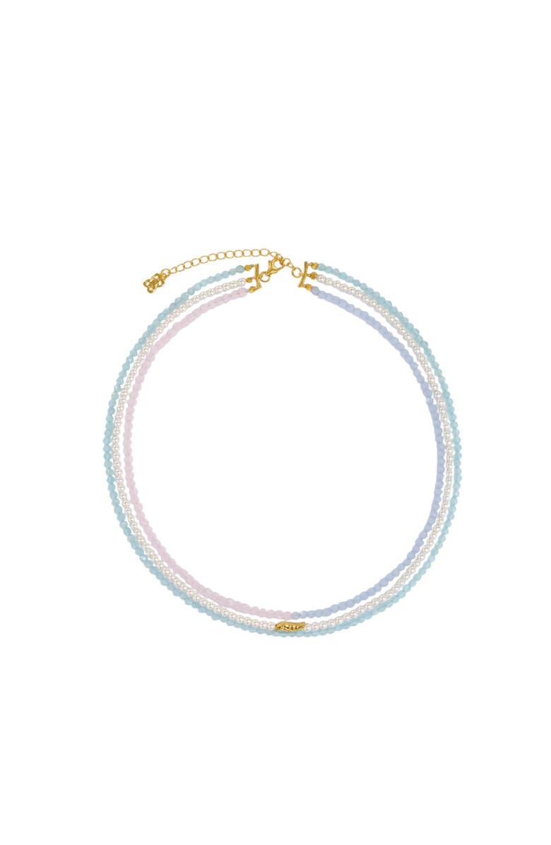 Ottoman Hands Waterproof Layered Beaded Necklace, Main, color, Gold