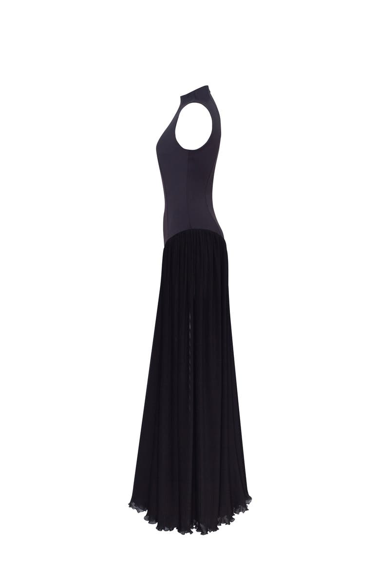 Milla Fitted Mock Neck Formal Maxi Dress in Black, Alternate, color, Black