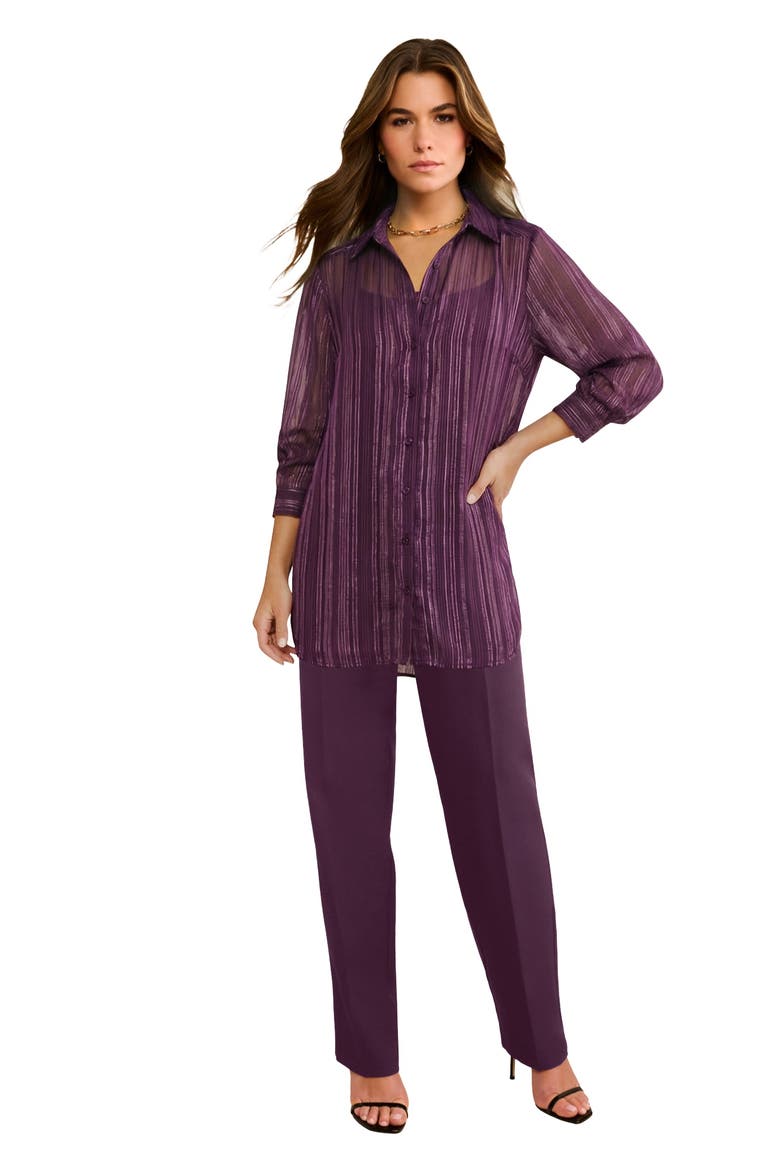 Kate Lurex Stripe Blouse, Main, color, DARK BERRY