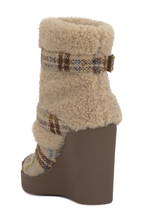 Jessica Simpson Meztyn Faux Shearling Wedge Boot In Brown