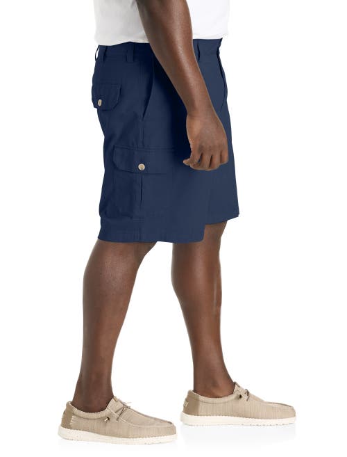 Harbor Bay By Dxl Big & Tall Continuous Comfort Cotton Cargo Shorts In Navy