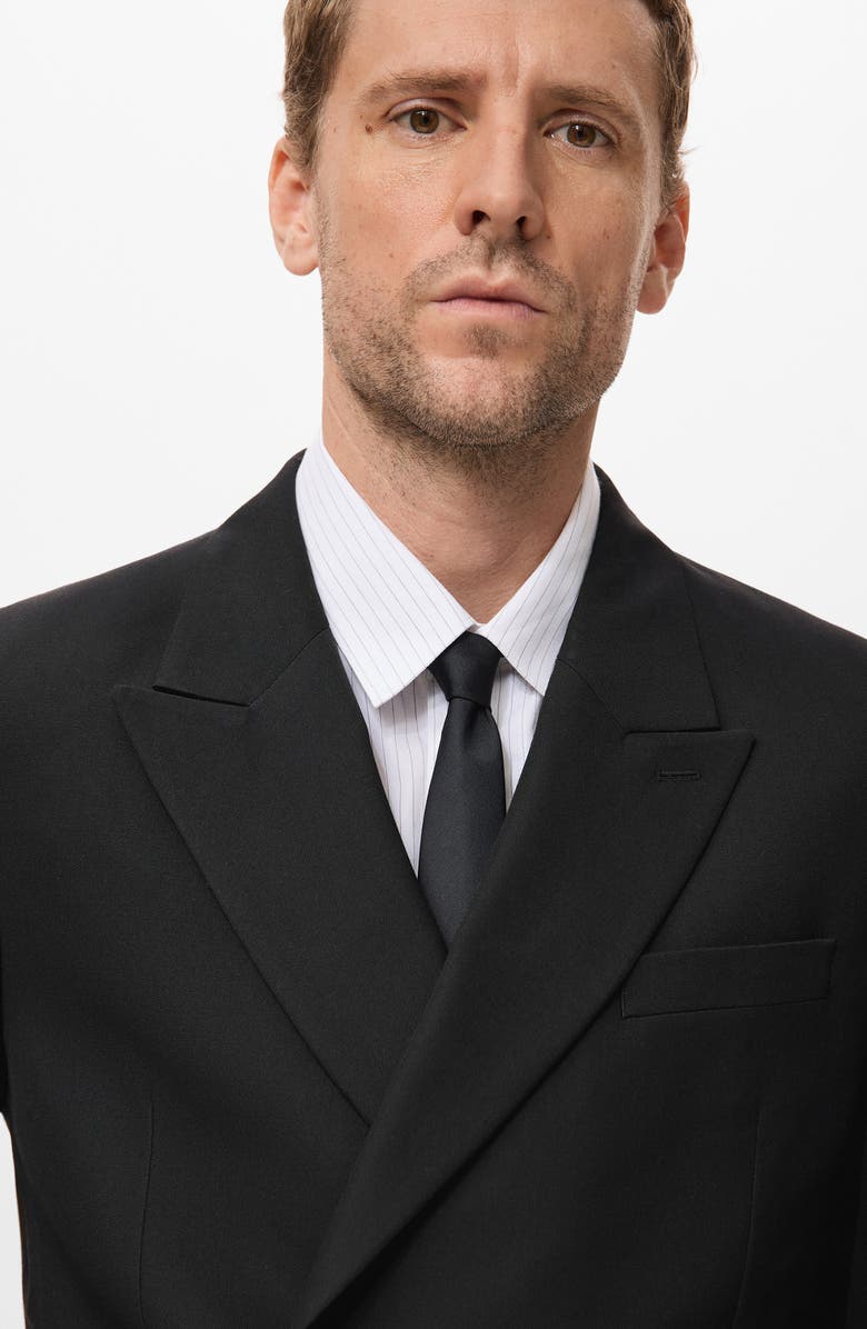 MANGO Double Breasted Suit Jacket, Alternate, color, Black