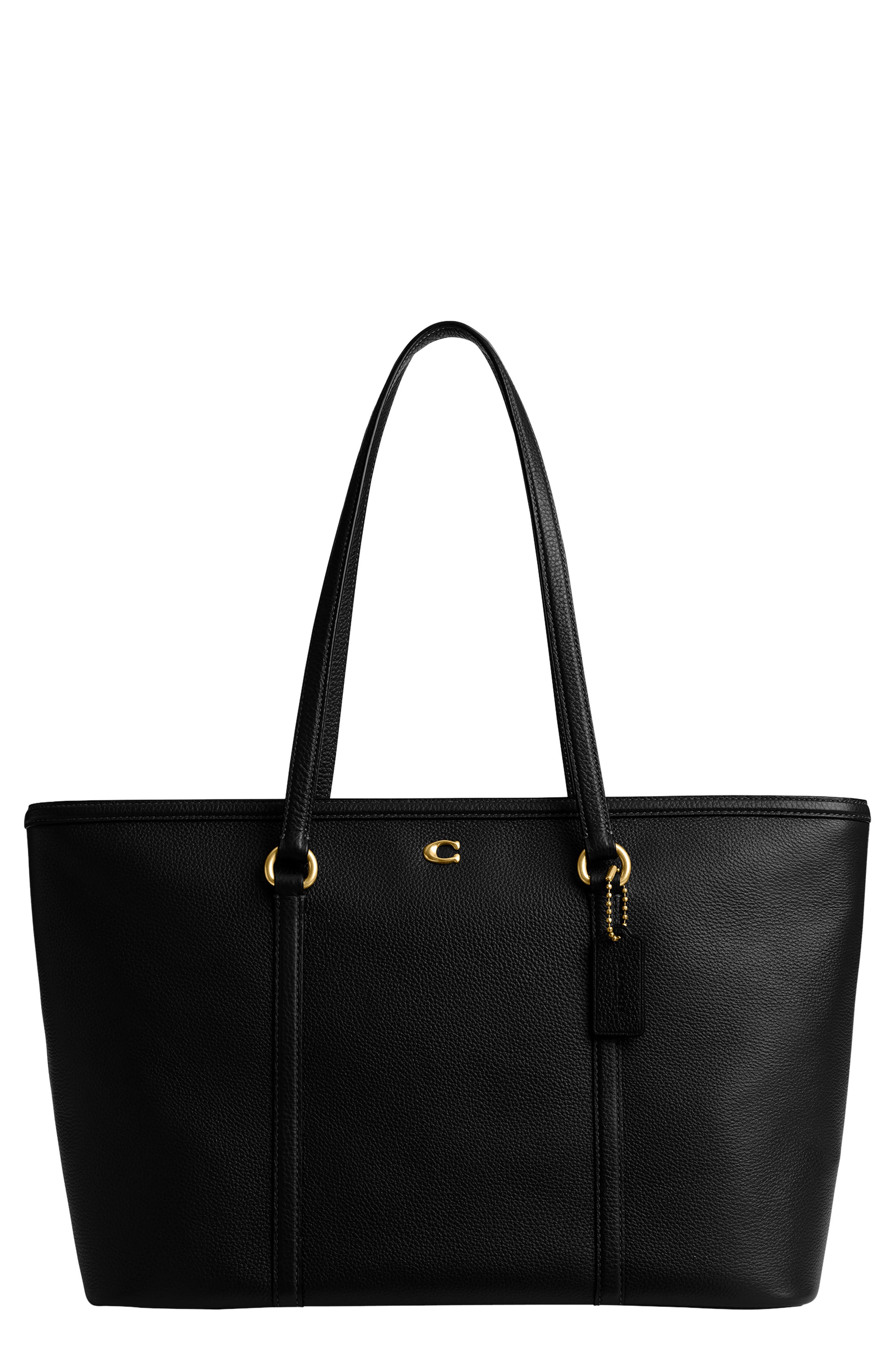 COACH Refined Pebble Leather Tote, Main, color, 