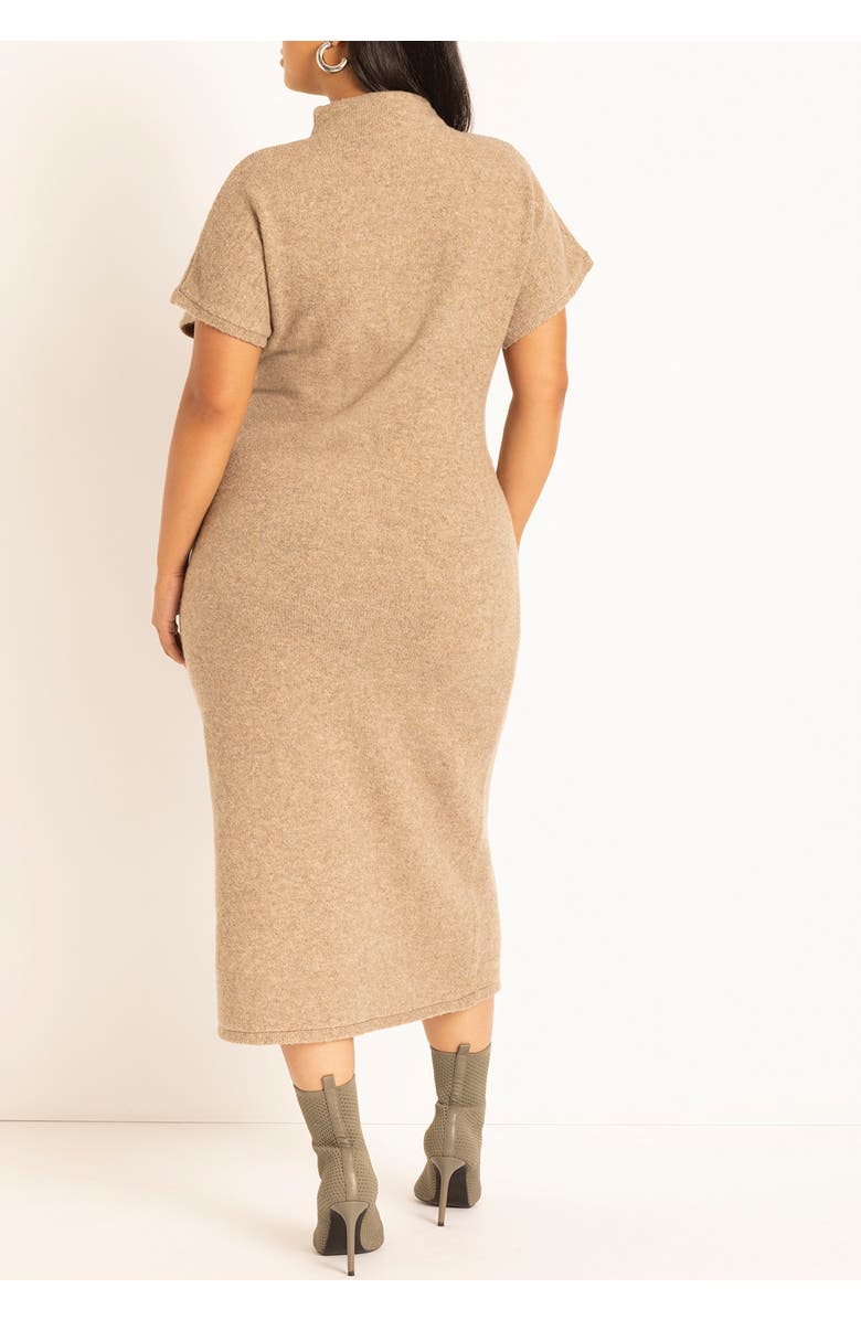 ELOQUII Short Sleeve Sweater Dress, Alternate, color, Almond Milk