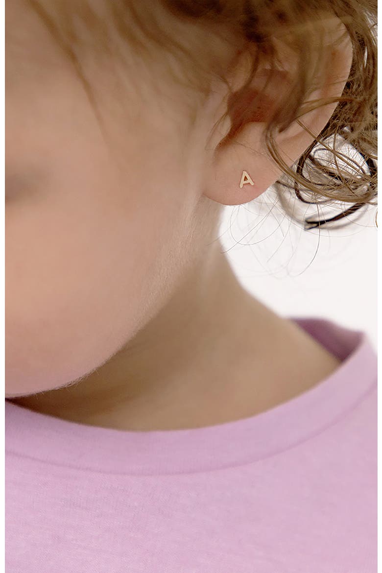14k Itsy Bitsy Initial Letter Earrings, Alternate, color, Letter B