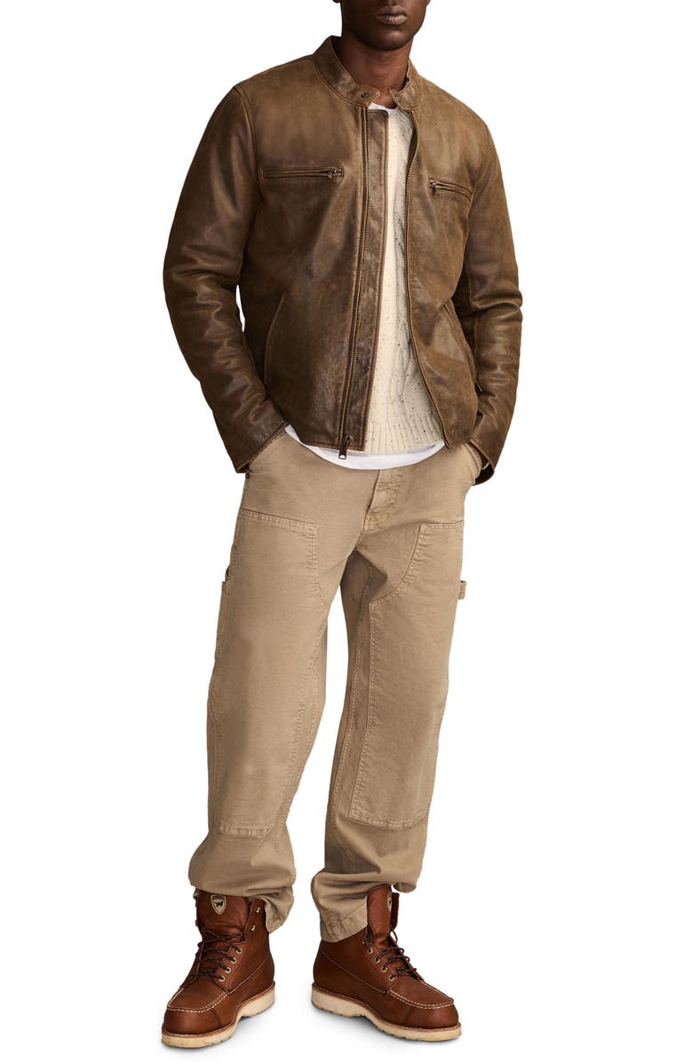 Lucky Brand Bonneville Washed Leather Jacket, Alternate, color, Timber Brown