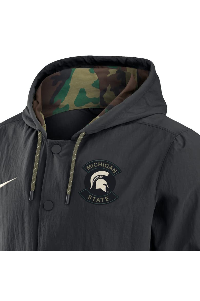 Men's Nike Black Michigan State Spartans 2025 NCAA Military Appreciation Full-Snap Jacket, Alternate, color, Black