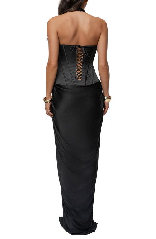 Jluxlabel Drape & Destiny Halter Dress In Black