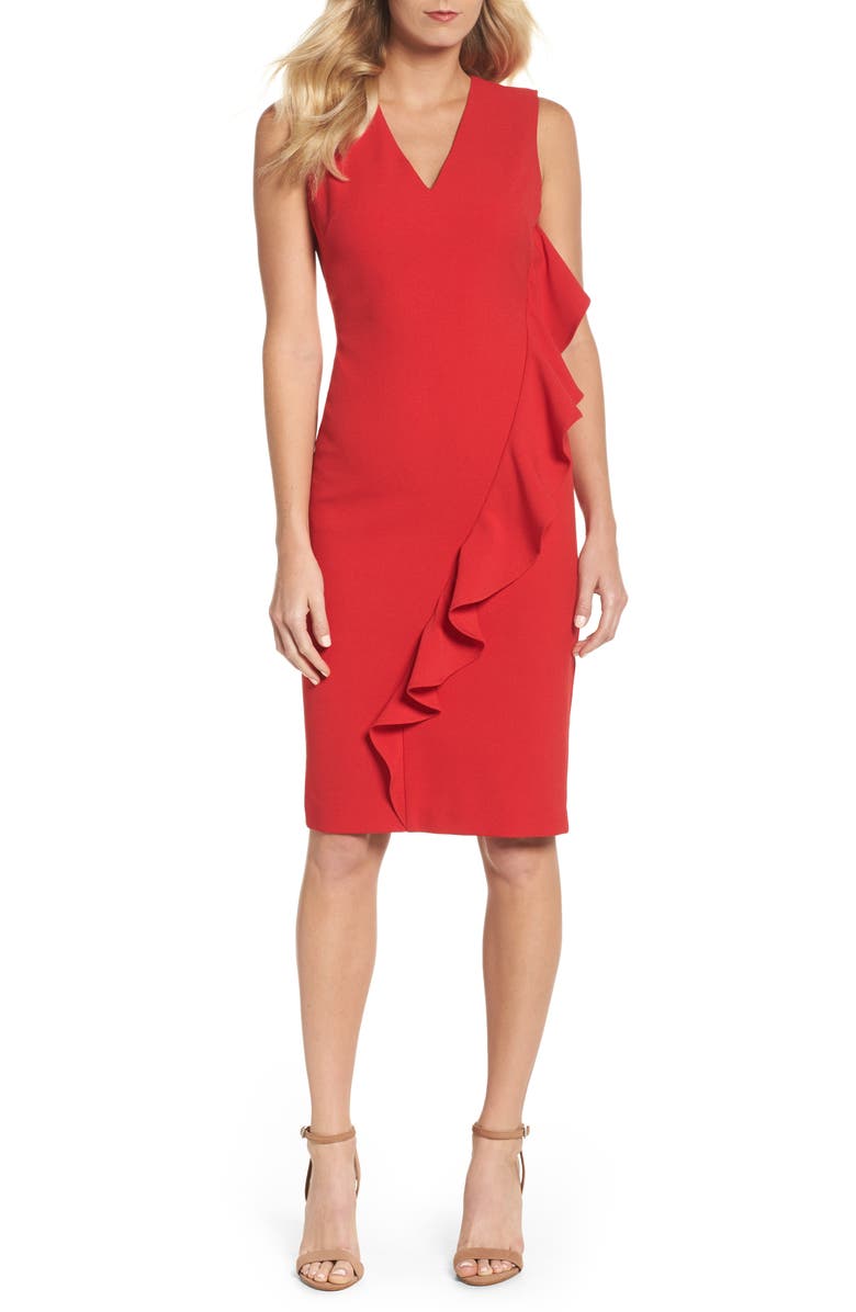 Vince Camuto Ruffle Sheath Dress, Main, color, 
