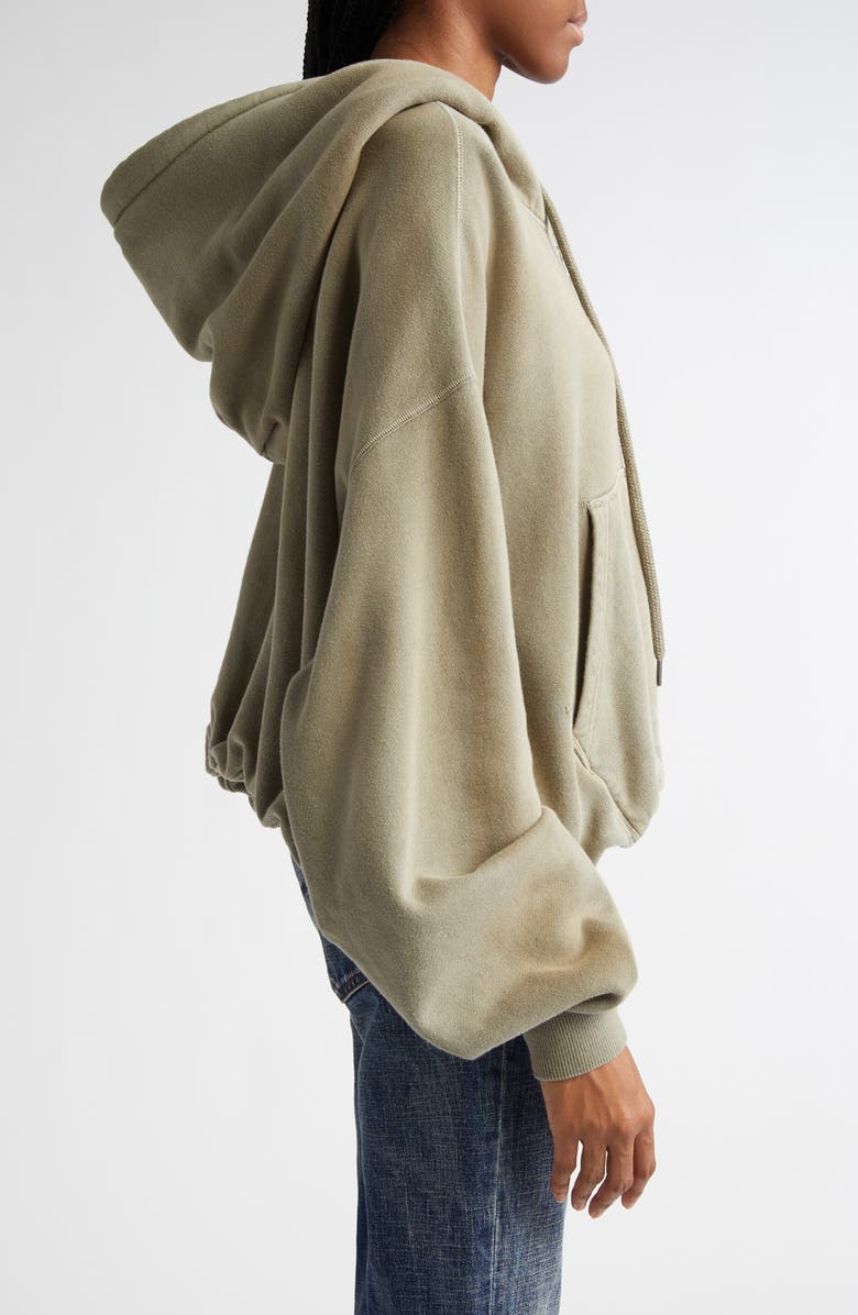 R13 Balloon Bubble Hem Cotton Fleece Zip Hoodie, Alternate, color, 