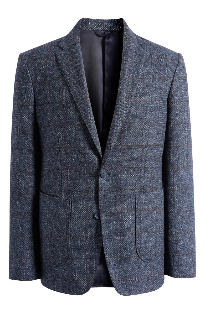 Rodd & Gunn Selwyn Island Grey Windowpane Check Wool & Cotton Blend Sport Coat, Alternate, color, Pewter