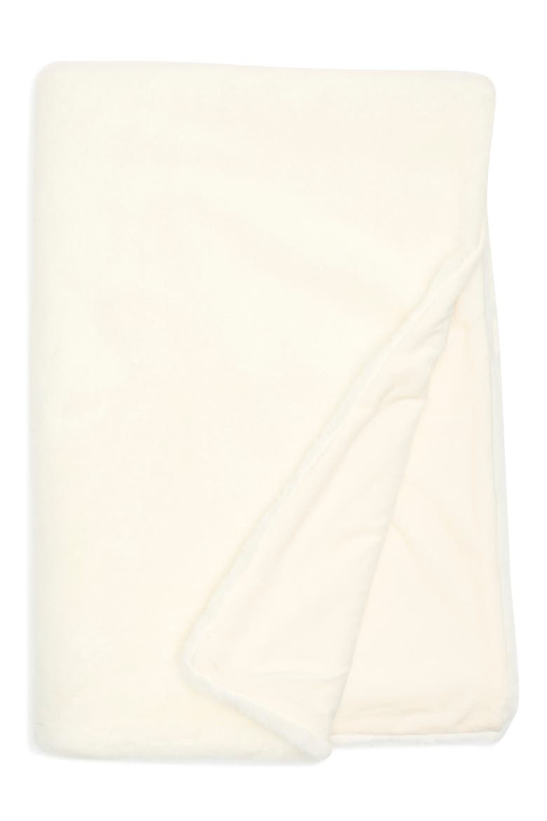 Faux Fur Throw Blanket, Main, color, IVORY MARSHMALLOW