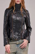 AZALEA WANG Ally Faux Leather Peplum Moto Jacket
