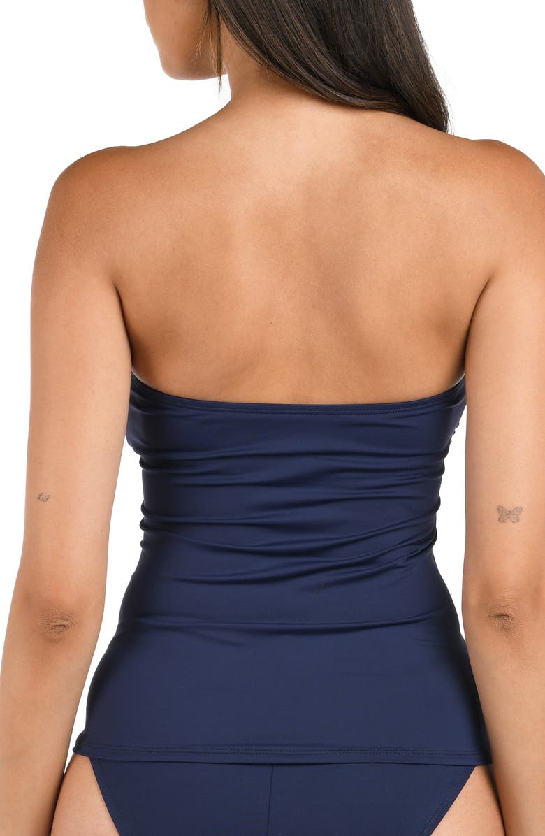 La Blanca Island Goddess Twist Bandeau Bikini Top, Alternate, color, Indigo