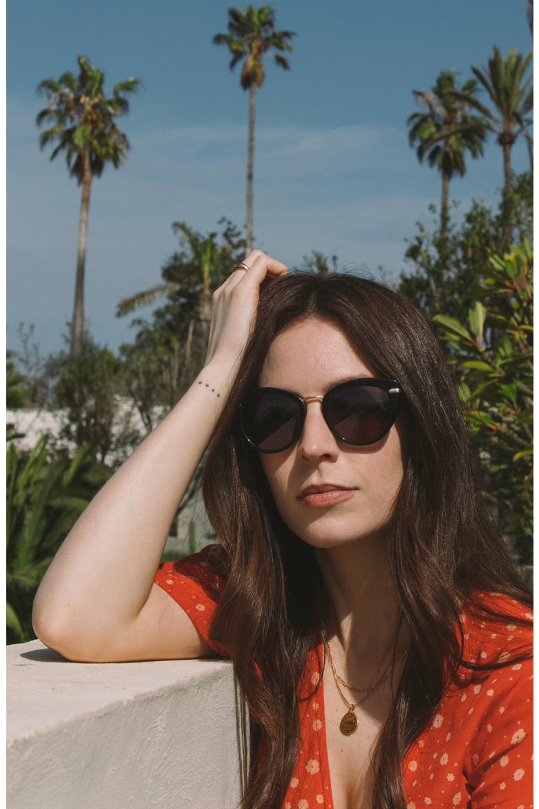 Let Her Dance 51mm Round Sunglasses, Alternate, color, CARBON