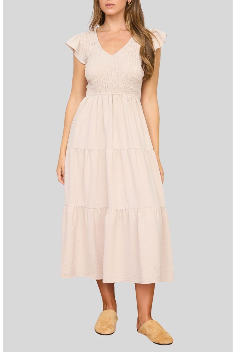 Smocked Maxi Dress, Main, color, KHAKI