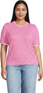Lands' End Double Trim Cotton Crew Neck Tee Sweater