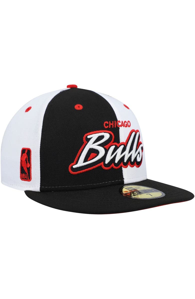 New Era Men's New Era Black/White Chicago Bulls Script Pinwheel 59FIFTY Fitted Hat, Alternate, color,