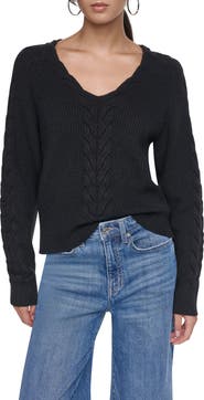 DKNY Cable Knit V-Neck Sweater