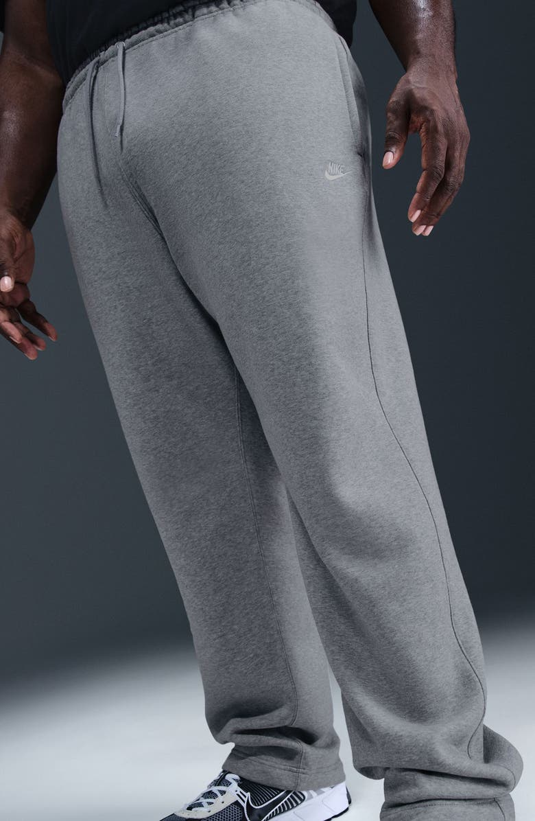Nike Club Open Hem Fleece Pants, Alternate, color, Dark Grey Heather