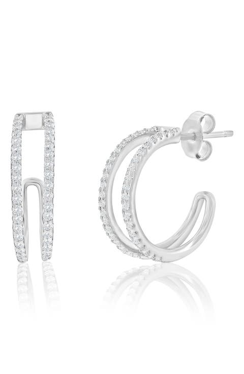 Cubic Zirconia Double Hoop Earrings