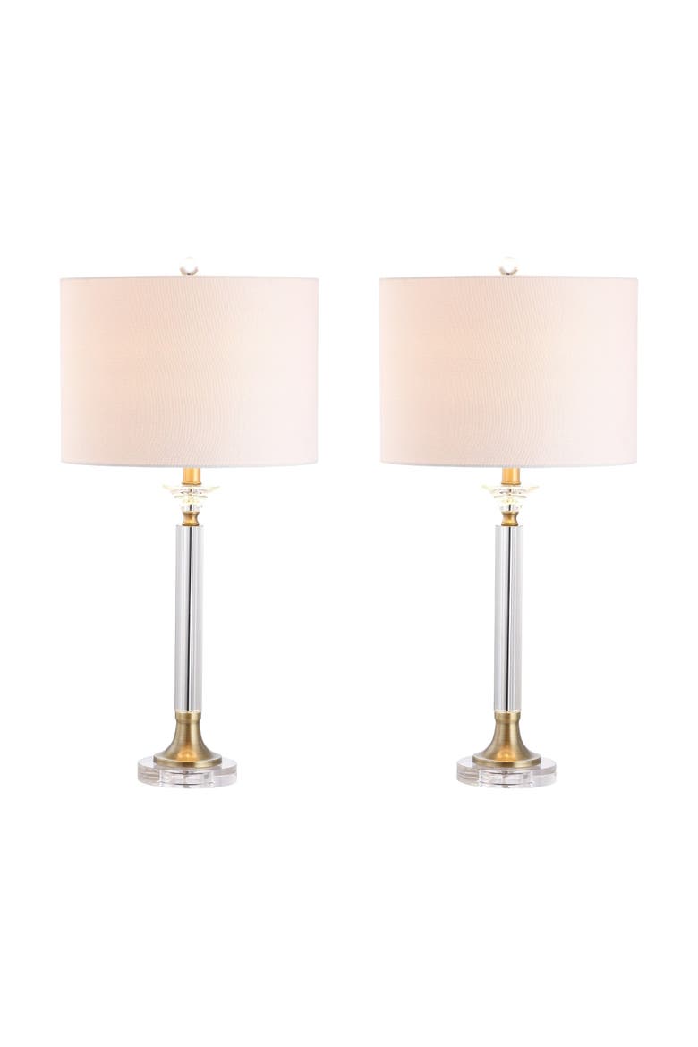 Mark 28" Crystal/Metal LED Table Lamp, Clear/Brass Gold, Main, color, Clear/Brass Gold