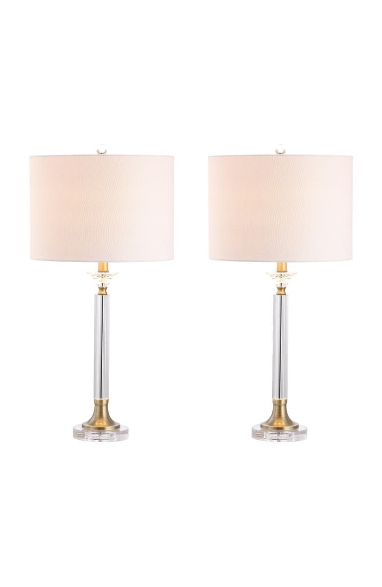 JONATHAN Y Mark 28" Crystal/Metal LED Table Lamp, Clear/Brass Gold, Main, color, Clear/Brass Gold
