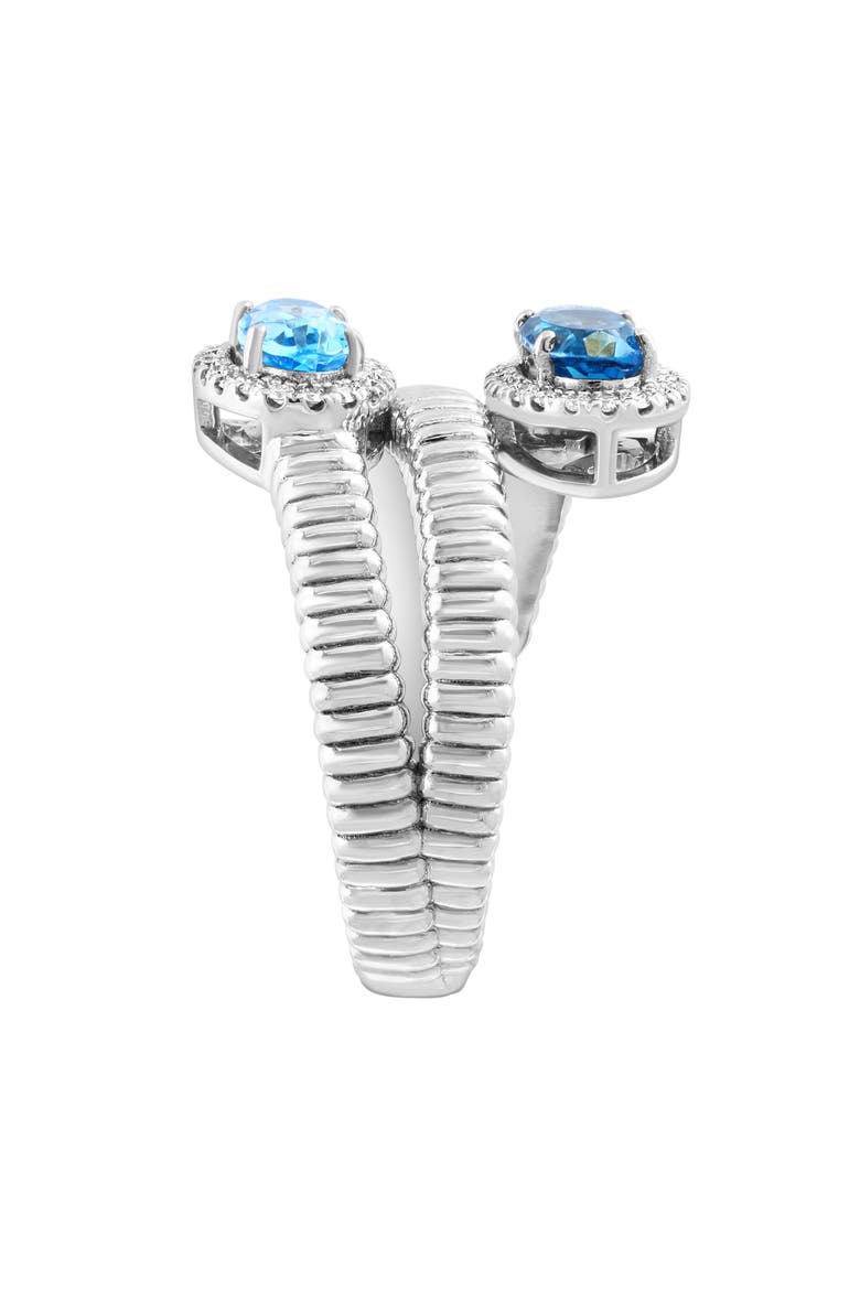 Diamond & Blue Topaz Crossover Ring, Alternate, color, BLUE