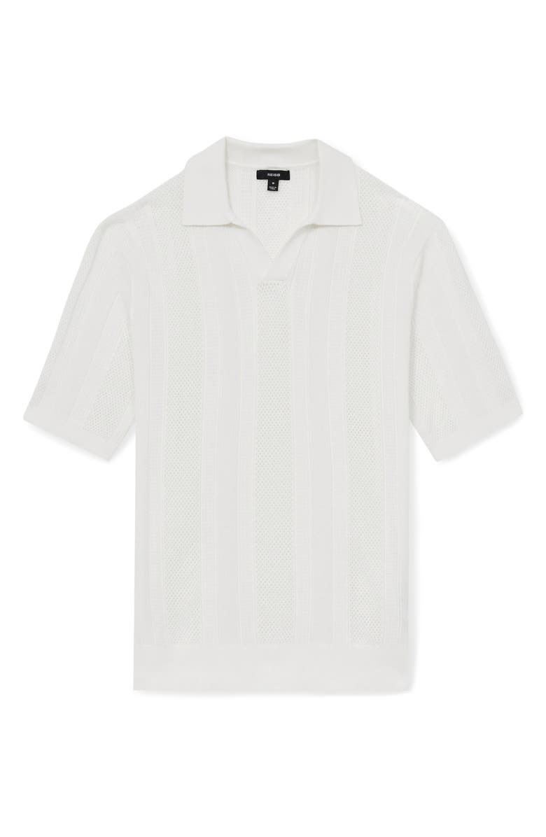 Reiss Kansas Texture Stripe Polo Sweater, Alternate, color, White