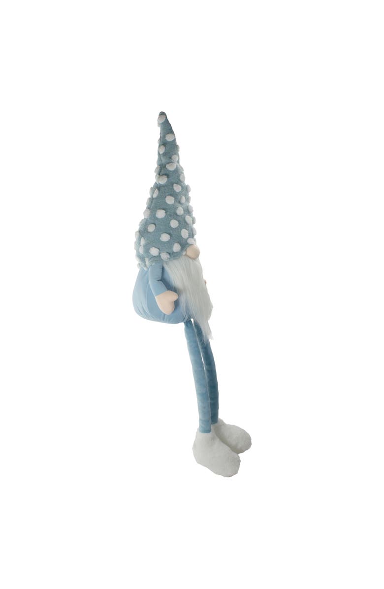 Northlight Sitting Spring Gnome Figure with a Pointy Polka Dot Hat - 34" - Blue and White, Alternate, color, Blue